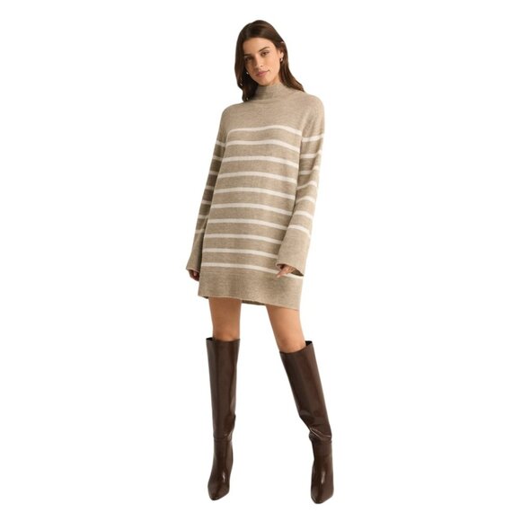 Z Supply Fin Stripe Sweater Dress Turtleneck Preppy Fall Size XS Women's - Picture 1 of 5